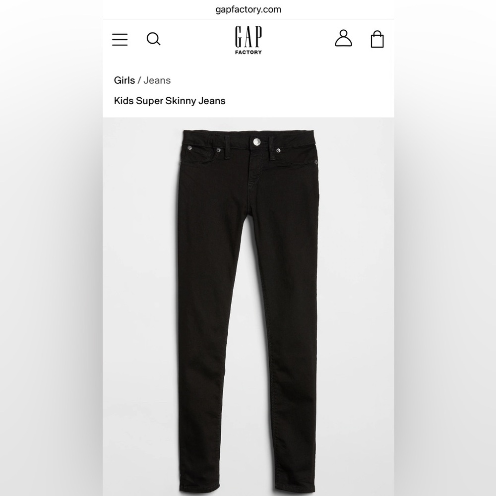 GAP EUC Girls Black Stretch Super Skinny Jeans